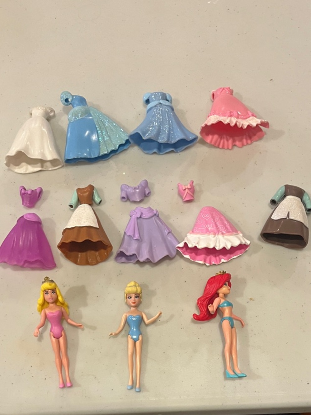 Disney Mini Princess Dolls Mix and Match Rubber Slip On Gowns